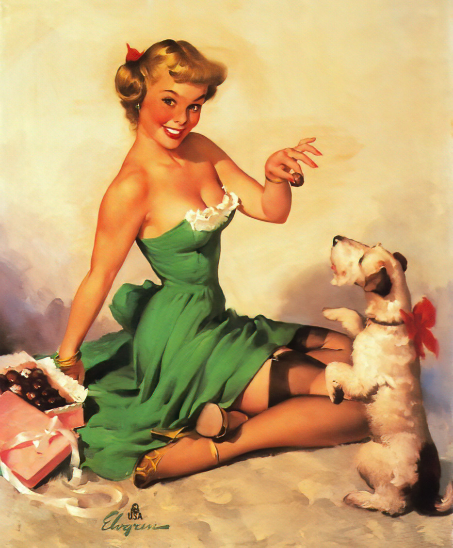 Peinture "Mighty Sweet" par Gil Elvgren (1950)