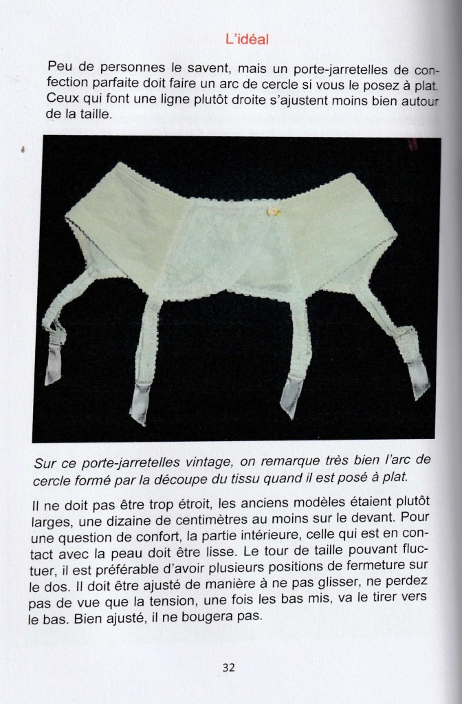 Livre de Jean-Marie Lautre, page 32, où il explique les critères de choix d'un porte-jarretelles : comment en choisir un bon ?